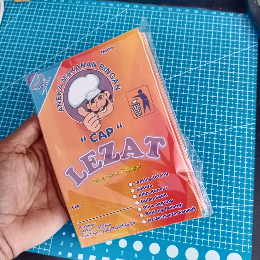 

Cetak Label Makanan Ringan Kertas Artpaper 120 gsm full Color