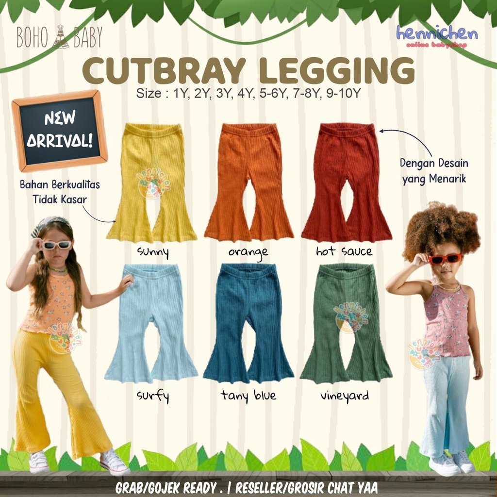 BOHOPANNA Cutbray Legging 1-10 Tahun Legging Rib Cutbray Fashion Anak Perempuan