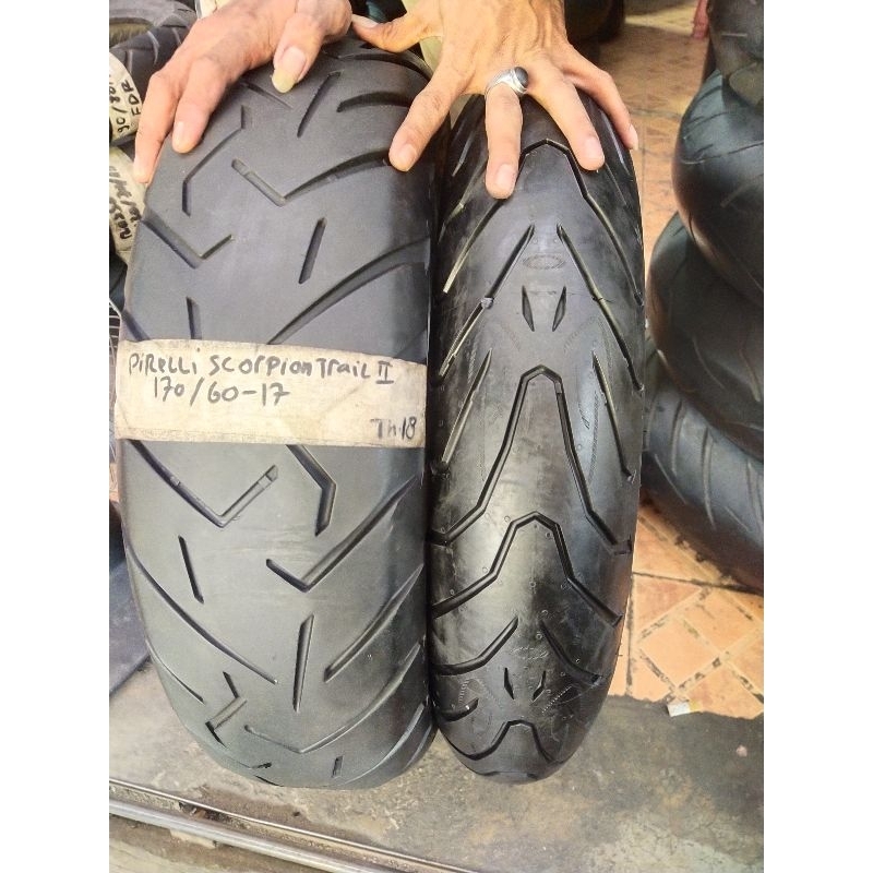 paket Ban Pirelli Angel ST & scorpion trail 2 sepasang ukuran 120 70 17 & 170 60 17 depan dengan Kon