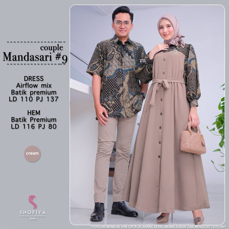 MANDASARI #9 BY SHOFIYA // SET COUPLE BAJU LEBARAN // Setelan kemeja dress batik