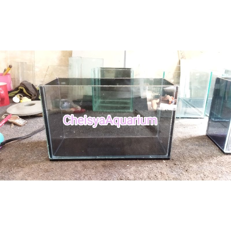 Aquarium mini soliter cupang background kaca hitam baby chana ukuran 25x10x15