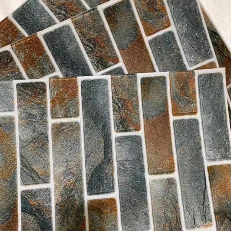 wallpaper foam premium permukaan timbul motif batu alam kotak