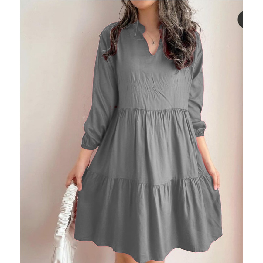 WSE390 - Dress Bianca Atasan Wanita Dress Wanita Tunik Wanita UK Fit L To XL LD 100 CM PJ 90 CM Mosscrepe PREMIUM QUALITY