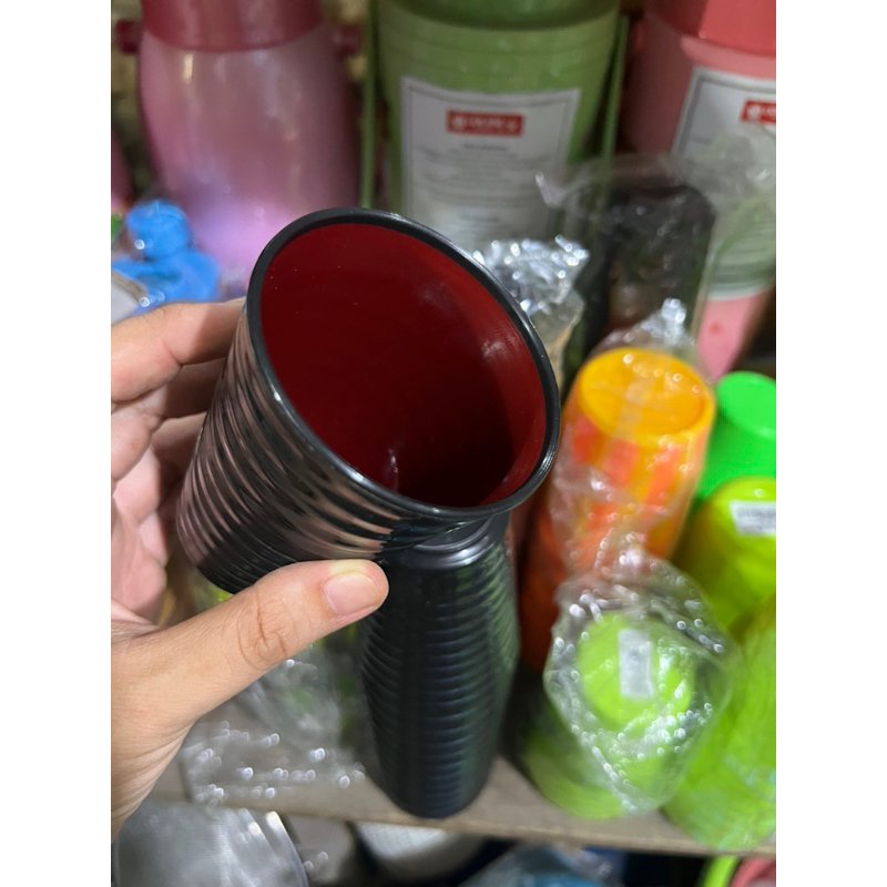 (1pcs) Gelas / Cangkir plastik ulir 2 warna twotone