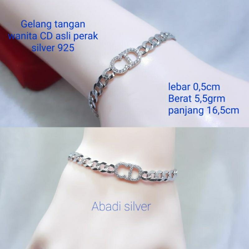 Gelang tangan wanita asli perak silver 925 gelang tangan CD