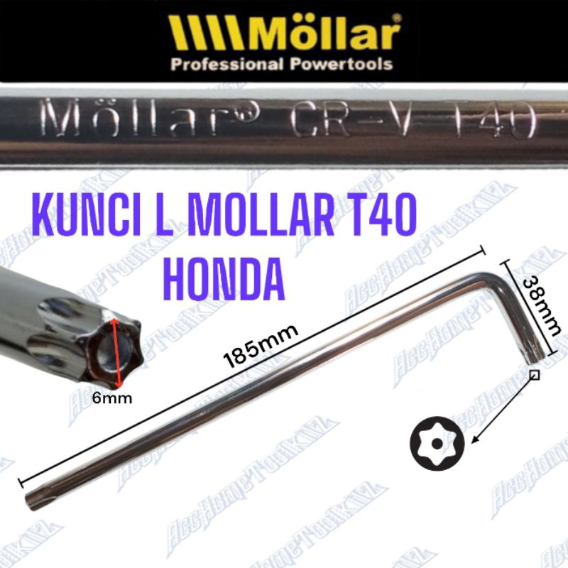 Kunci L Panjang T40 T50 Bintang Segi 6 Torx Hex Key Chrome Vanadium Steel Long Mollar Kunci Cakram Honda T 40 &amp; Kunci Cakram Yamaha T 50