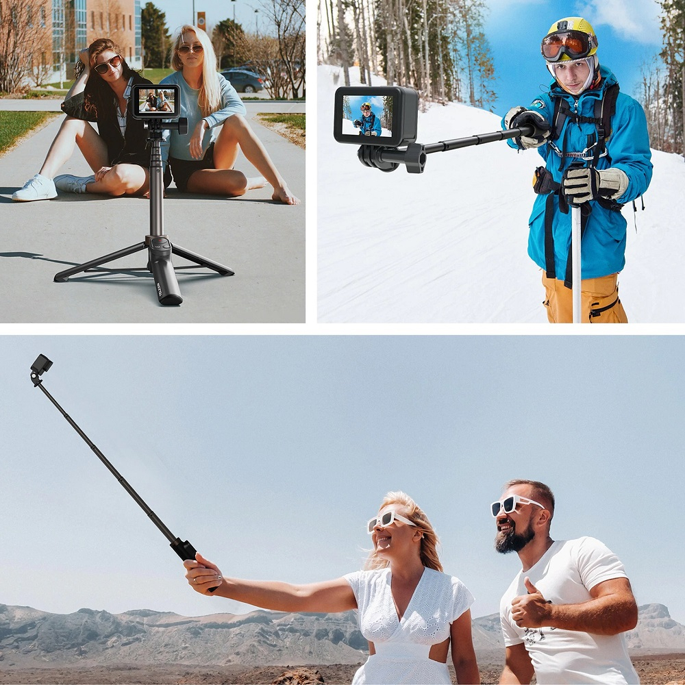 Telesin Mini Tripod Tongsis Selfie Stick Smartphone and Action Cam with Remote Control - TE-RCSS-001 - Black