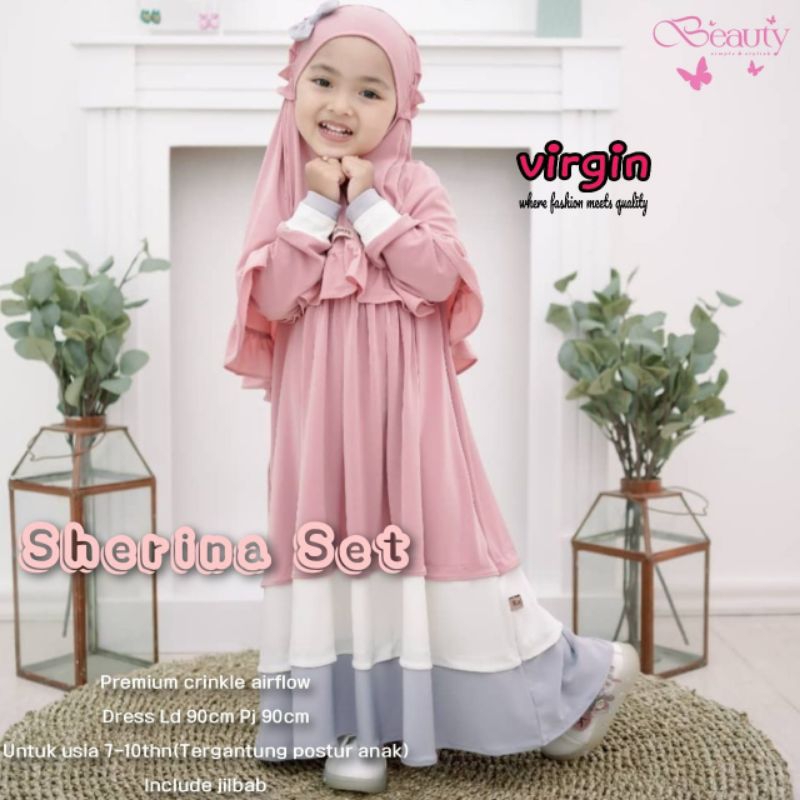 Alisa Syari kids/Sherina Set Syari gamis anak  gamis muslim anak