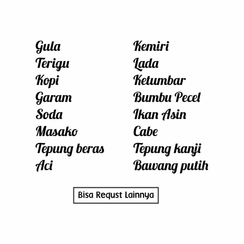 Stiker Label Transparan Bumbu Dapur Waterproof