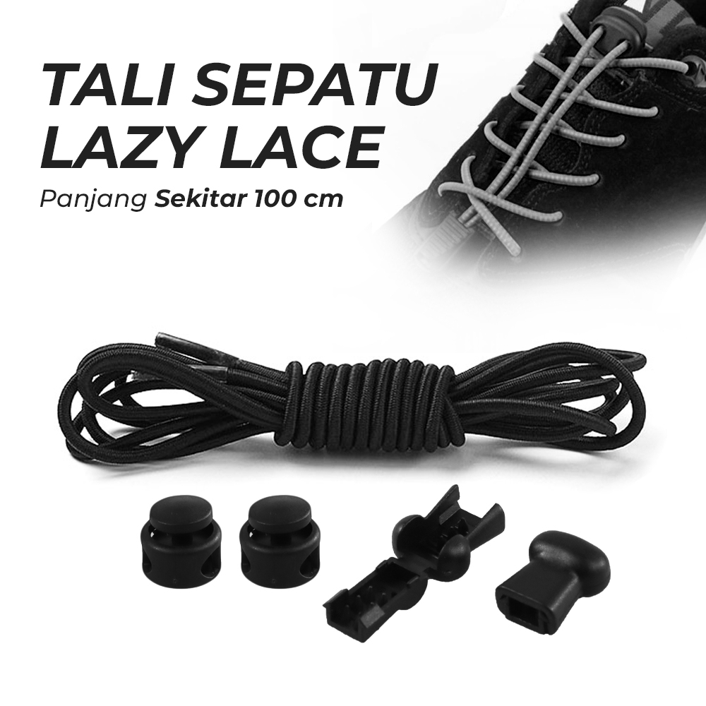 Tali Sepatu Unik Lazy Lace - OMSEGIBK Black