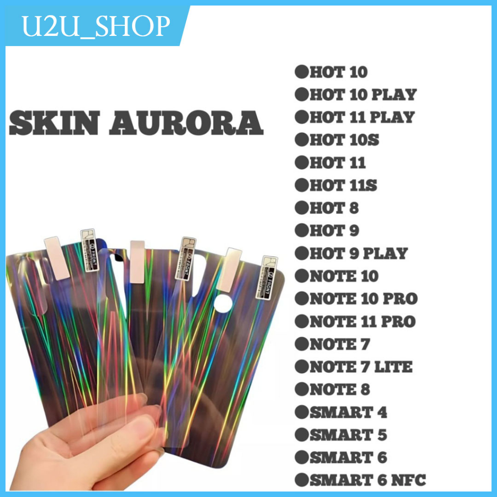 Skin Aurora Garsin Back Infinix Hot 8 7 9 10 11s Play Note 7 8 7 Pro Lite Smart 4 5 6 Nfc