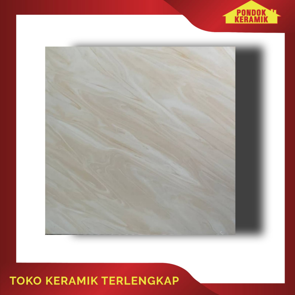 Keramik Lantai Otis 50x50 Azzo Beige Motif Marble Glossy