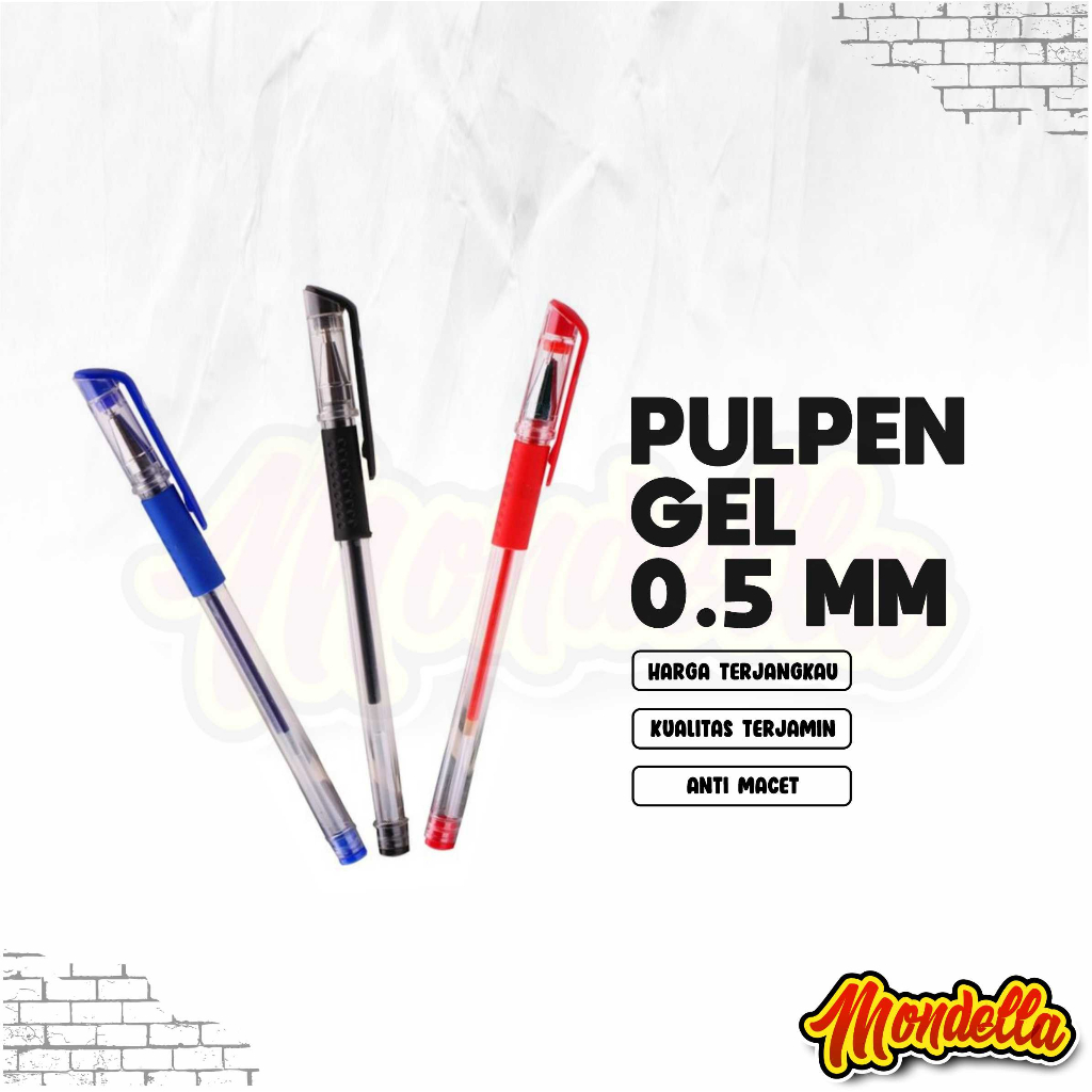 

Pulpen Gel Pena Pen Bolpoin Bolpen Ballpoint Pena Tinta 0.55mm 0.5 Mm Hitam Merah Biru MONDELLA