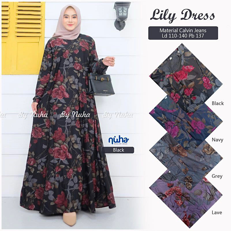 Roses Jumbo maxy - Gamis Calvin Jeans terbaru Jumbo Premium LD110-120 Lily Dress / 023-7363 / 022-7369