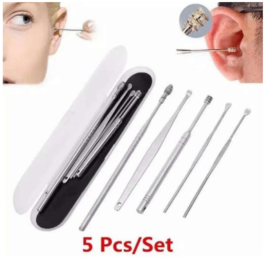 Alat Pembersih Telinga Set 5 in 1 Bahan Stainless Ear Wax Picker