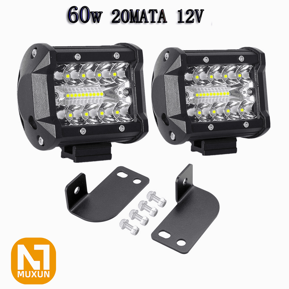 2pcs 12v 60WATT Lampu Tembak Sorot Led PUTIH WORKLIGHT MT Star Cwl 20 Mata Sinar Putih 6000 (Kcangkang plastik)