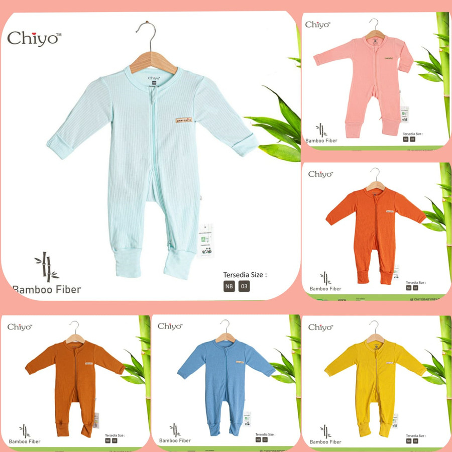 [TOMS] [0-3bln] CHIYO BABY (1pcs) Jumper Panjang Zipper Sleepsuit 2in1 BAMBOO FIBER