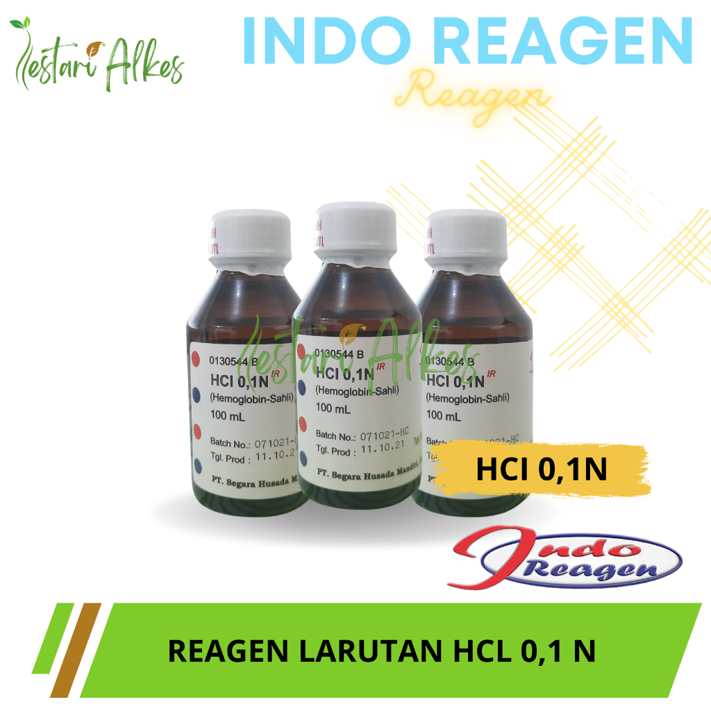 Reagen Larutan HCL 0,1 N 100 ml INDO REAGENT Hemoglobin Sahli Exp 09.2024