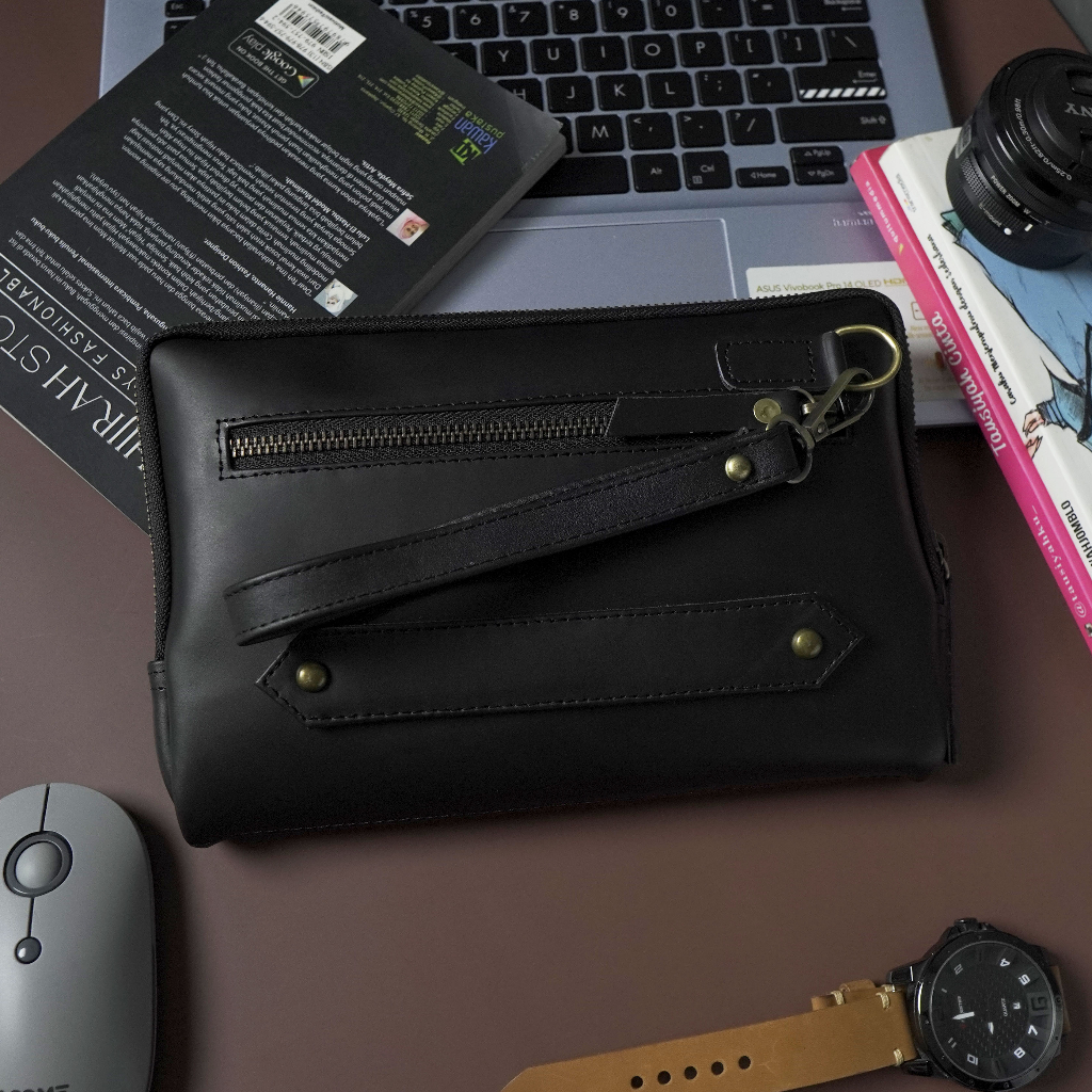 Caliandravieri Clutch Pria Kulit Asli CV1 Kasual Brown Black Terbaru