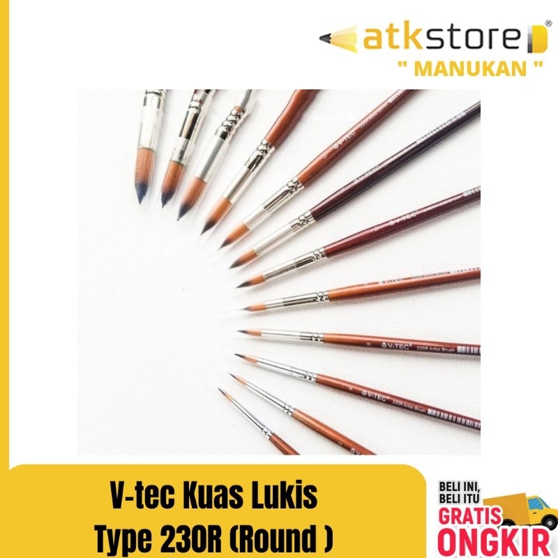 

Kuas Brush V-Tec 230R ( Round ) / Paint Brush No. 0/2/4/6/8/10/12/14/16/18/20/22