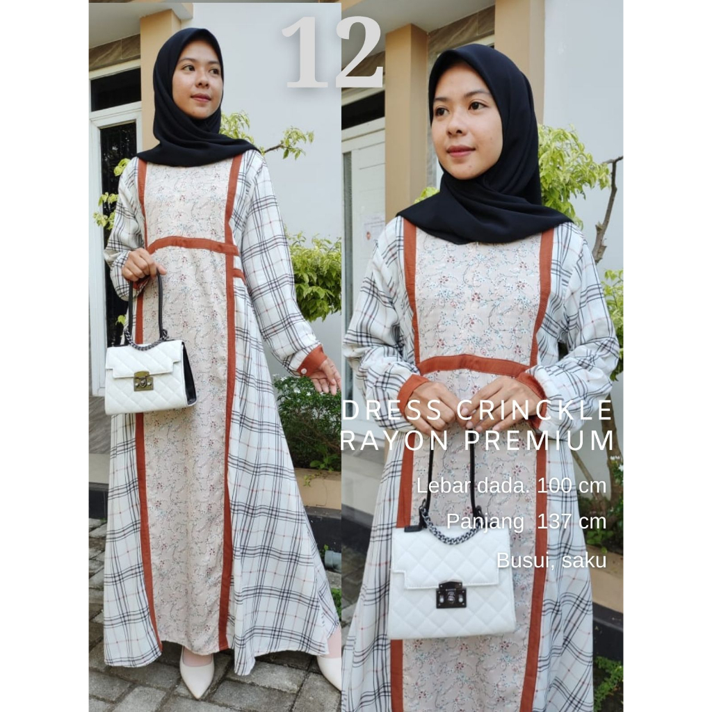 SALE.. Dress Lebaran Termurah Rayon Crinkle Motif Terbaru By Arsyida
