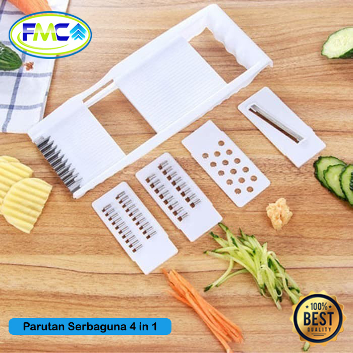 Parutan Serbaguna 4 in 1 Alat Pemotong Buah Sayur Wortel Kentang Halus Pisau Potong Stainless Multifungsi