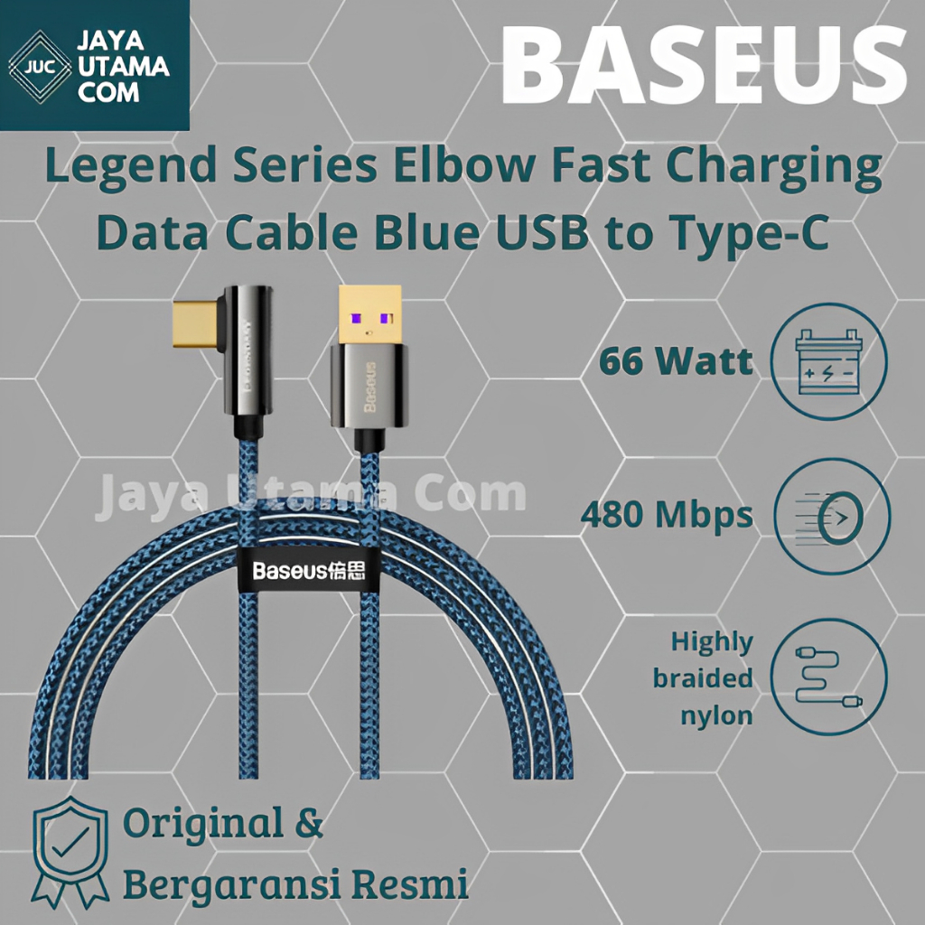 Baseus Legend Series Elbow Fast Charging Data Cable Blue USB to Type-C