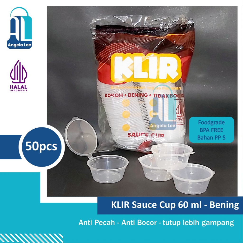 KLIR Sauce Cup Tempat Saus Sambal Thinwall Cup Plastik 25/35/60ml 50pcs Anti Pecah Bocor