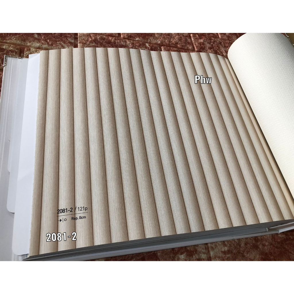 Wallpaper Dinding Korea Motif Kayu Coklat Cream 3D E-ROOM