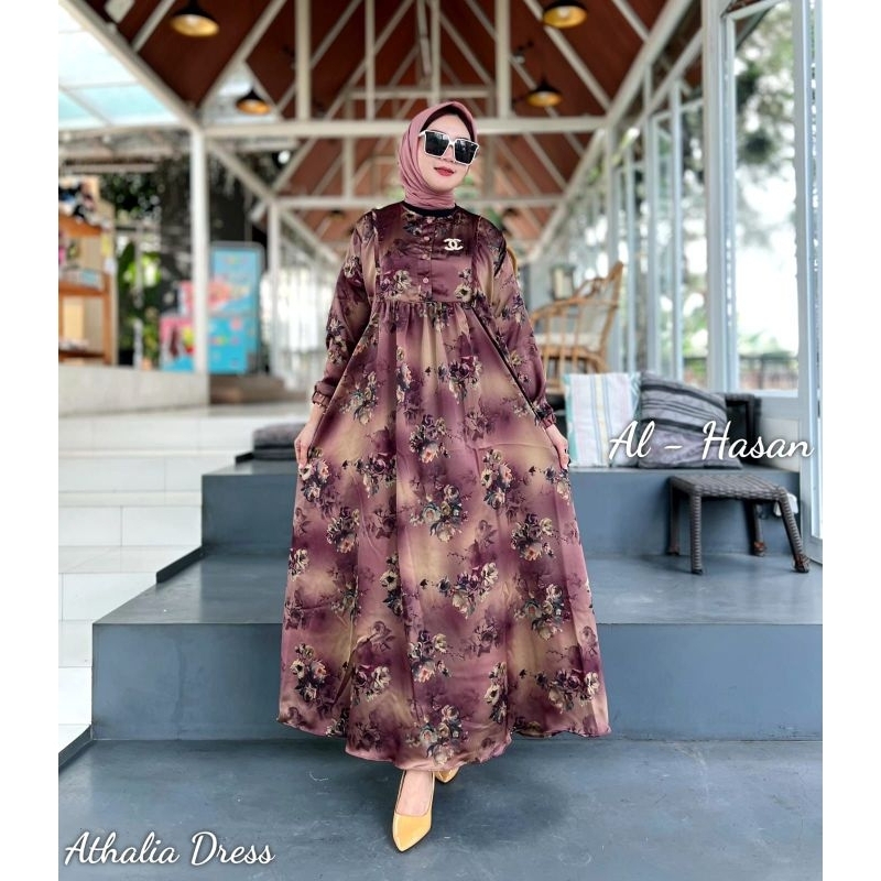 ATHALIA DRESS by Alhasan / GAMIS ARMANI SILK / DRESS LEBARAN SILK