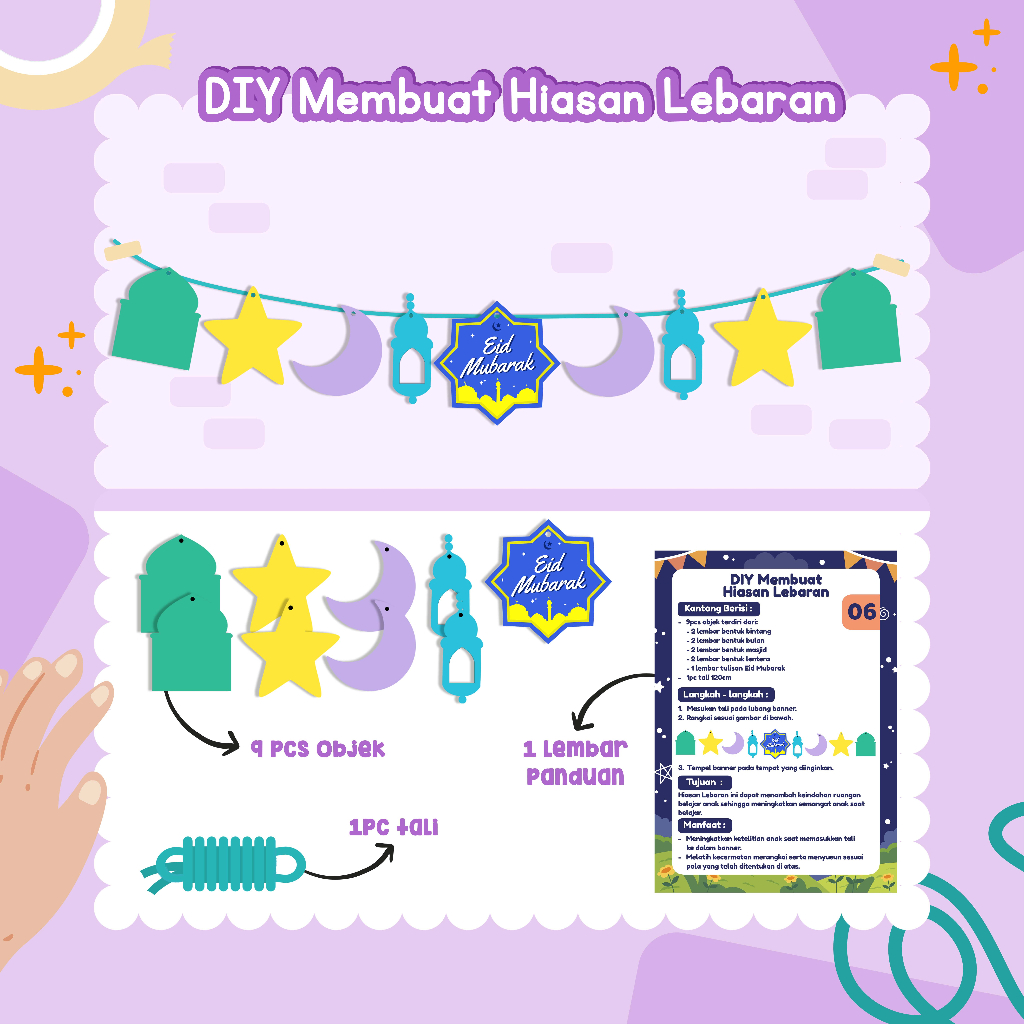Hiasan Lebaran | Garland Lebaran Eid Mubarak | Poster Eid Mubarak | Bunting flag | Banner Lebaran Ei