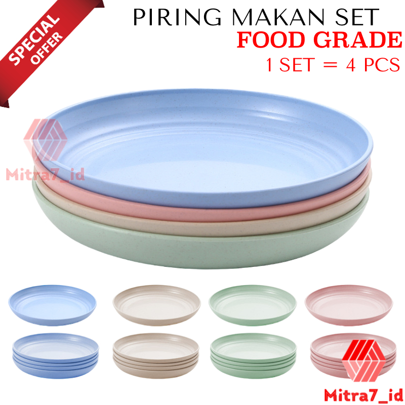 [M7] PIRING MAKAN BAHAN JERAMI / PIRING MAKAN 1 SET ISI 4 PCS / PIRING MAKAN UKURAN 23CM / PIRING MAKAN 25CM / PIRING SAJI FOOD GRADE