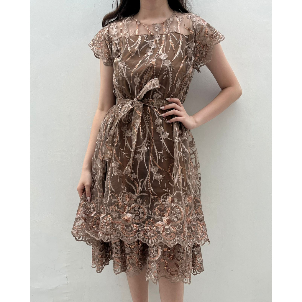 New Product Ken-192 Dress Kondangan Pesta Full Brukat Korean Look Style