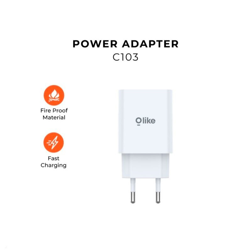 Olike C103 12W Kepala Charger USB Adapter 2.4A Overheat Protection