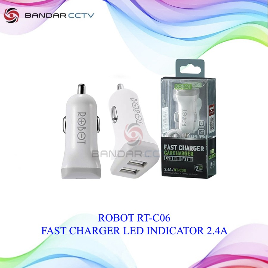 ROBOT RT-C06 FAST CHARGER LED INDICATOR 2.4A CAR CHARGER