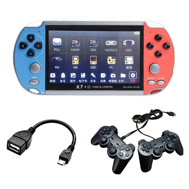 PSP X7 + 4.3 Inch Dual Player + Kamera Versi Arcade Konsol Game Gameboy Handheld Game Console Player   - X7 + -2 Pemain 10000 Games Gratis Untuk Menginstal Game Baru