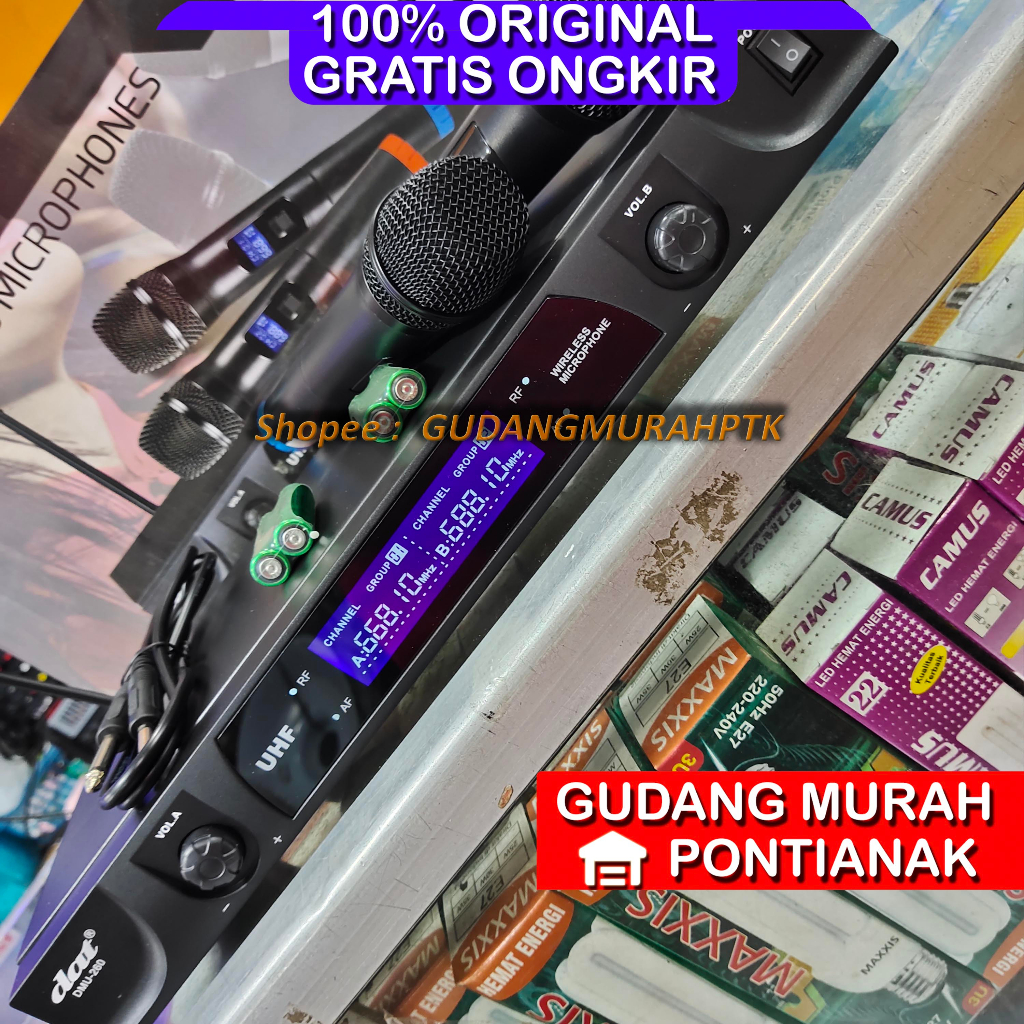 Mic Wireless DAT DMU 260 Dual Channels UHF KUALITAS ATAS SUARA BERSIH DAN AWET