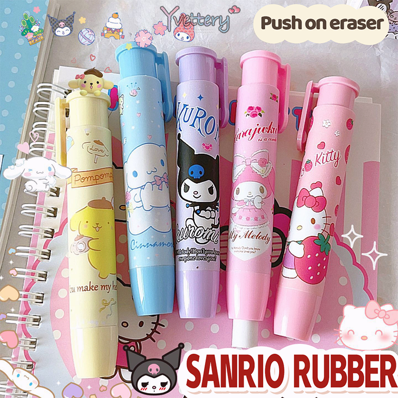 

COD❤️ Sanrio Eraser Cartoon Press Pen Modeling Koreksi Karet Alat Tulis Sekolah / Retractable Cute Eraser Korean Style Penghapus Pensil Bentuk Pen Shape Eraser-yy