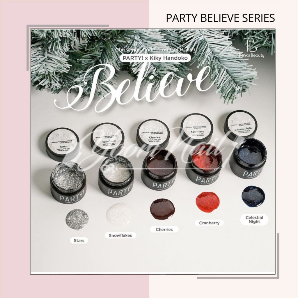 PARTY Believe Series X Kiky ecer color gel halal pot 5ml glitter series christmas series