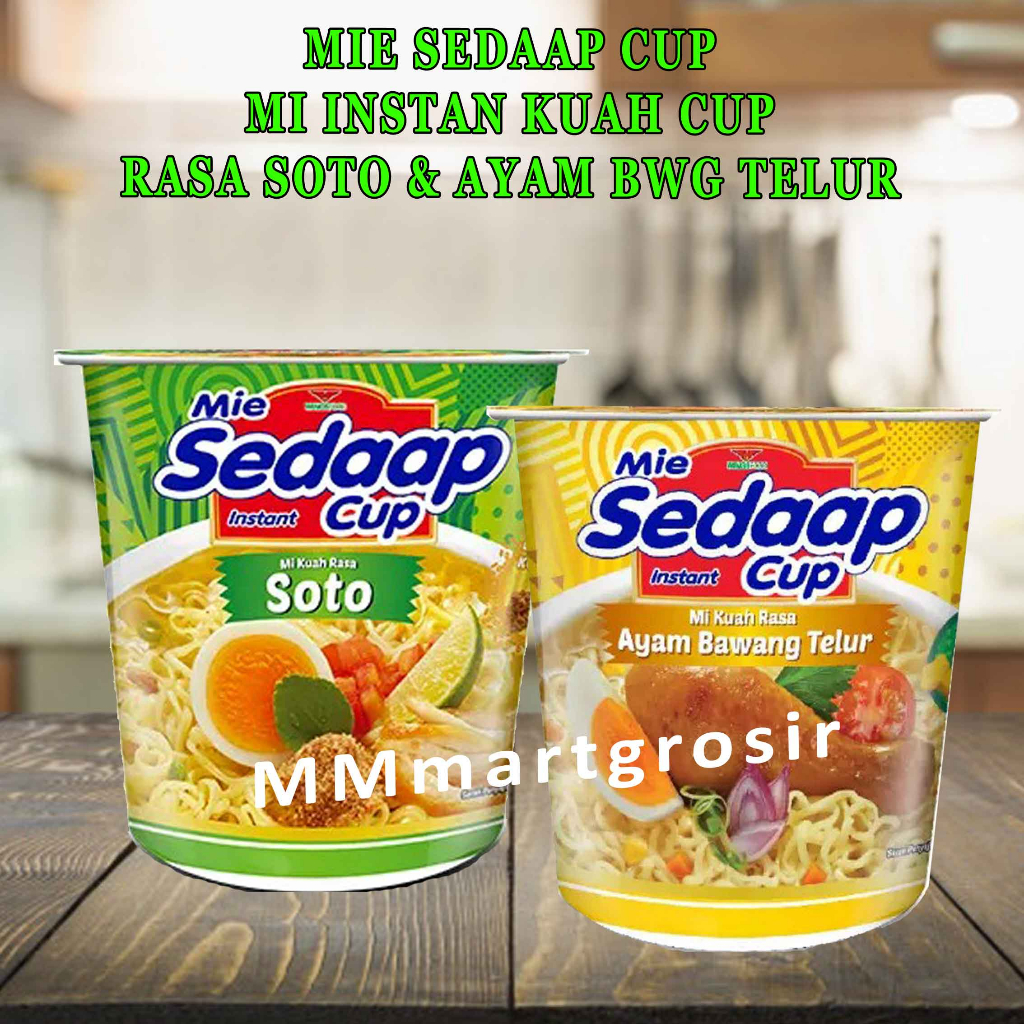 MIE SEDAAP CUP AYAM BAWANG TELUR 77g / KUAH SOTO 81g