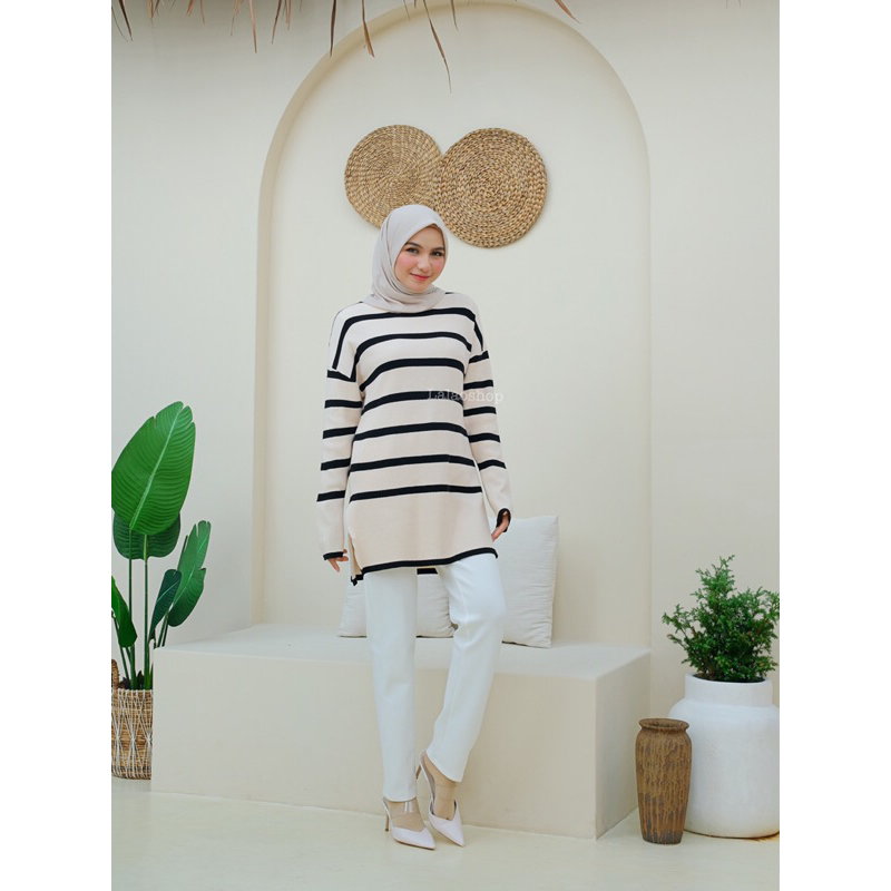 Azura Knited Daily Top | Knit Oversize | Knit Stripe PREMIUM lembut