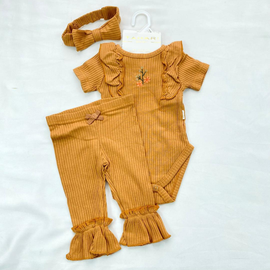 JUMPER SET - 3in1 setelan bayi perempuan 0-9 bulan baju baby cantik korean imut dan lucu import