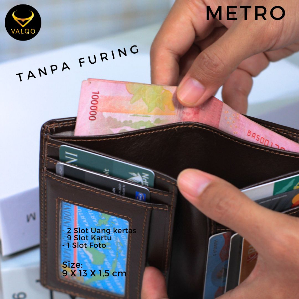 [VALQO] METRO Dompet Kulit Sapi Spesial Tanpa Furing Cowok Pria Laki bisa COD