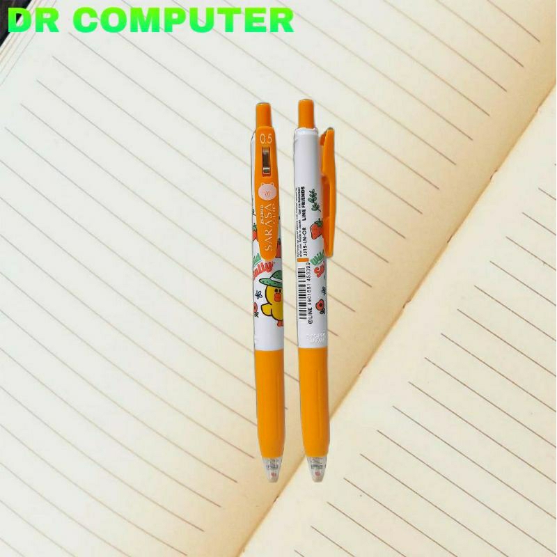 

pulpen zebra sarasa clip line friends orange 0.5 limited edition pen gel