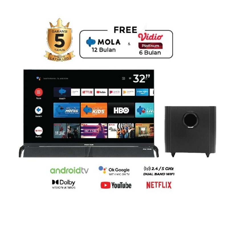 ANDROID TV POLYTRON 32" HD SOUNDBAR PLD32BG9058