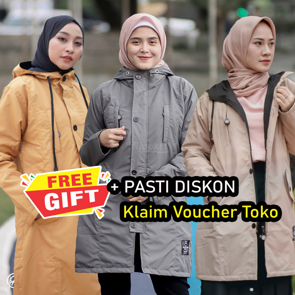 ✔️NO.1 TERLARIS✔️ HIJACKET IXORA Jaket Parka Muslimah Original Guranteed Anti Air &amp; Angin Bisa COD