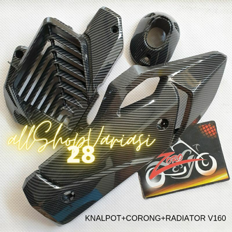 Cover tutup knalpot vario 160 karbon filter - corongan - radiator- dasi- speedo - sayap depan - duck