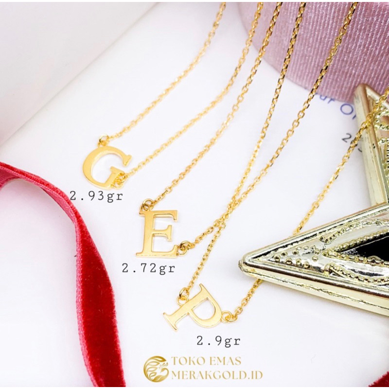 Kalung Emas Huruf G Liontin Emas Huruf G Asli Emas Kalung Emas Abjad G Kadar 700