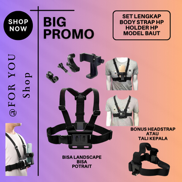 Body Strap Holder Hp 360 Model Baut Dudukan Handphone Di Dada Untuk Motovlog Mounting Hp Dada