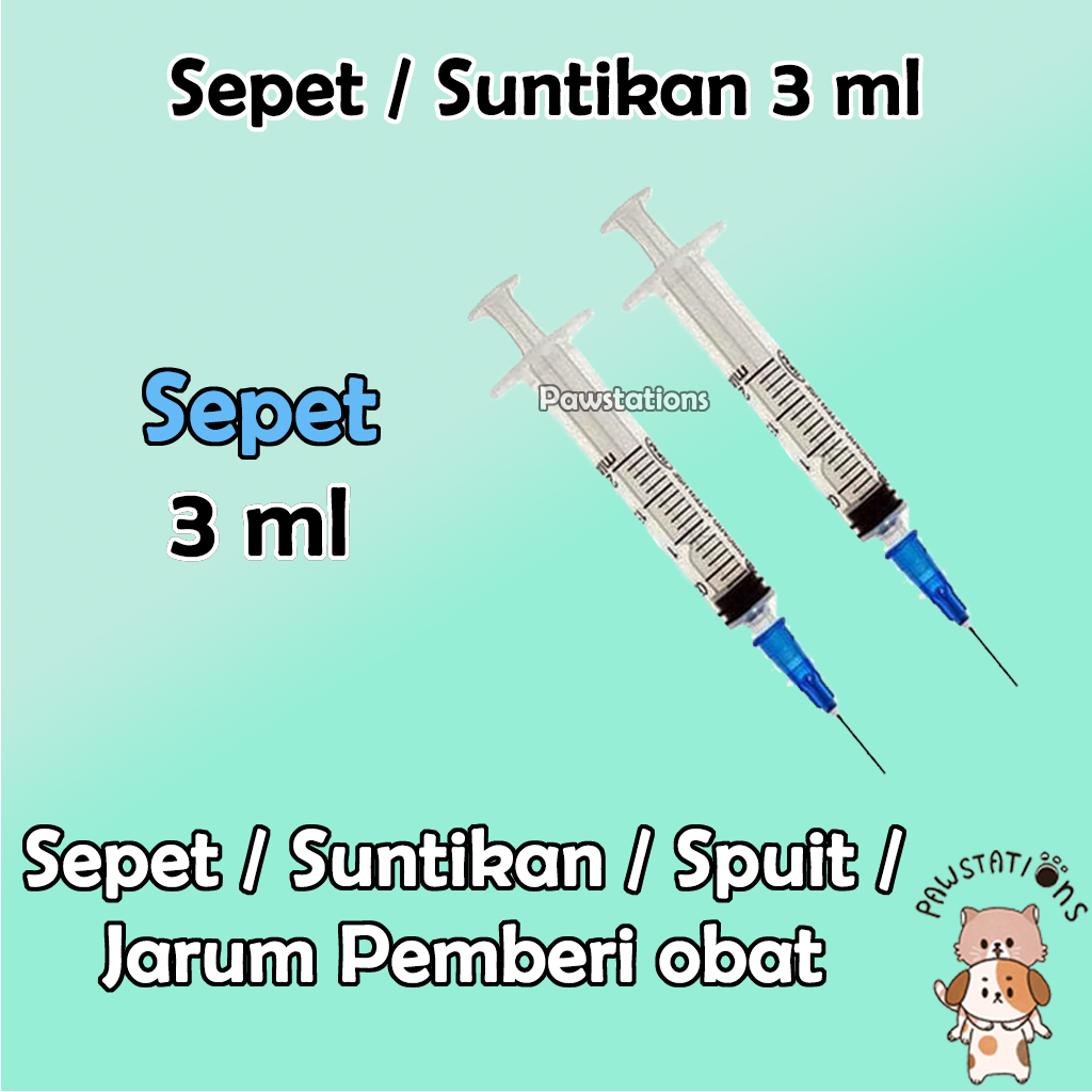 Spuit Sepet Spet Kucing Anjing Suntikan 3cc Suntikan 3ml Jarum Suntik untuk Makan dan Obat Kucing